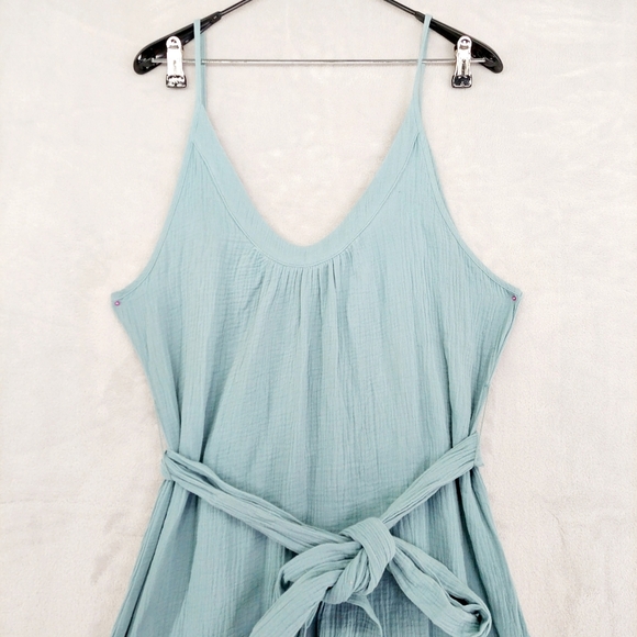 NEW SECRET MISSION Double Cotton Anita Embroidered Midi Dress Dusty Blue - Picture 5 of 9